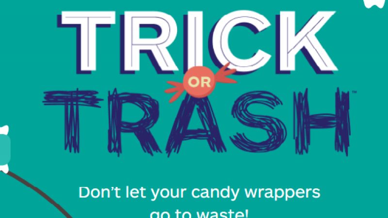 a logo for the trick or trash event
